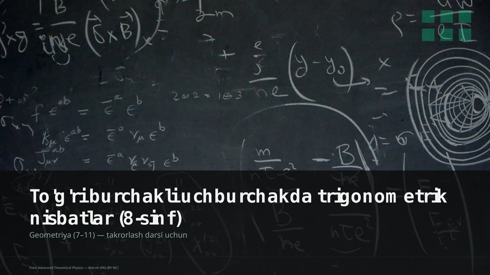 To'g'ri burchakli uchburchakda trigonometrik nisbatlar (8-sinf)