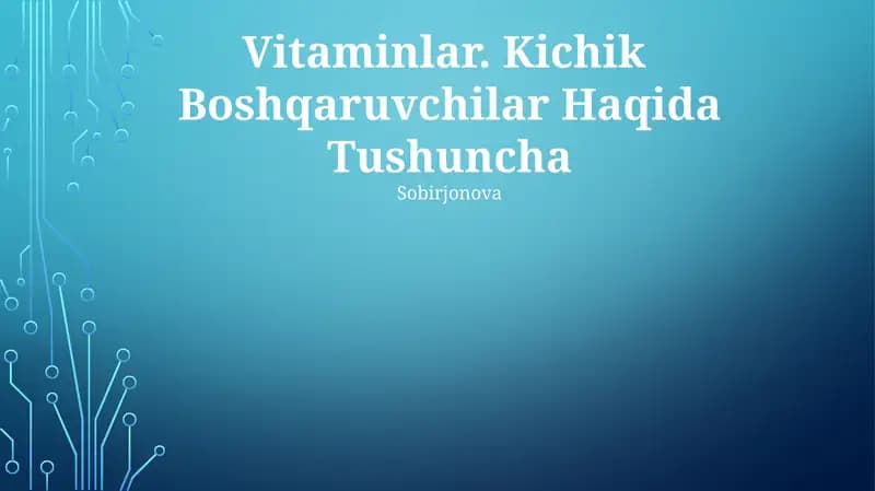 Vitaminlar. Kichik Boshqaruvchilar Haqida Tushuncha