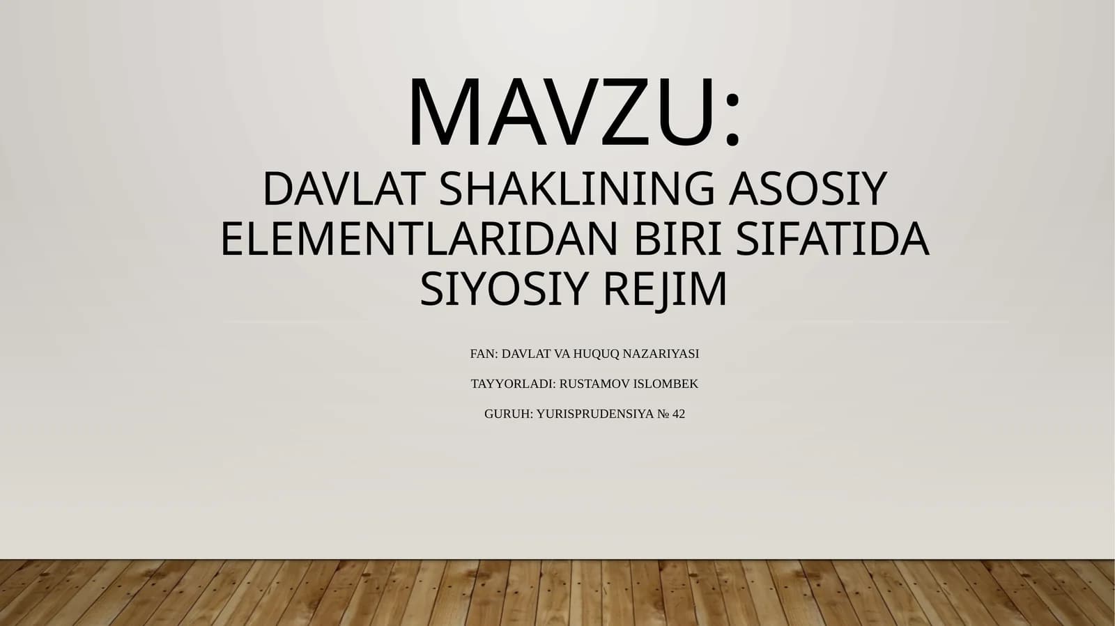 Davlatshaklining asosiy elementlari dan biri sifatida siyosiy rejim