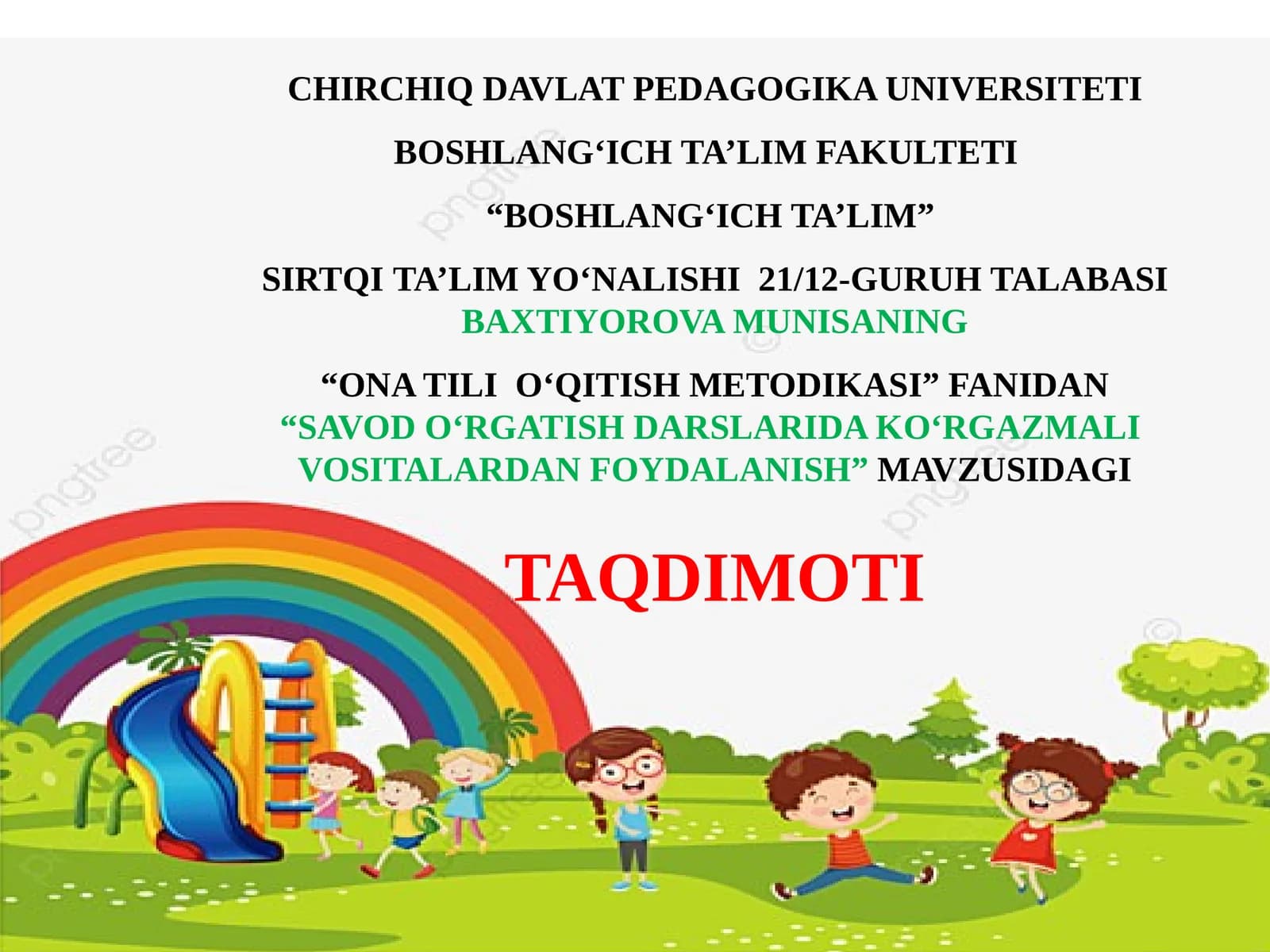 SAVOD O‘RGATISH DARSLARIDA KO‘RGAZMALI VOSITALARDAN FOYDALANISH