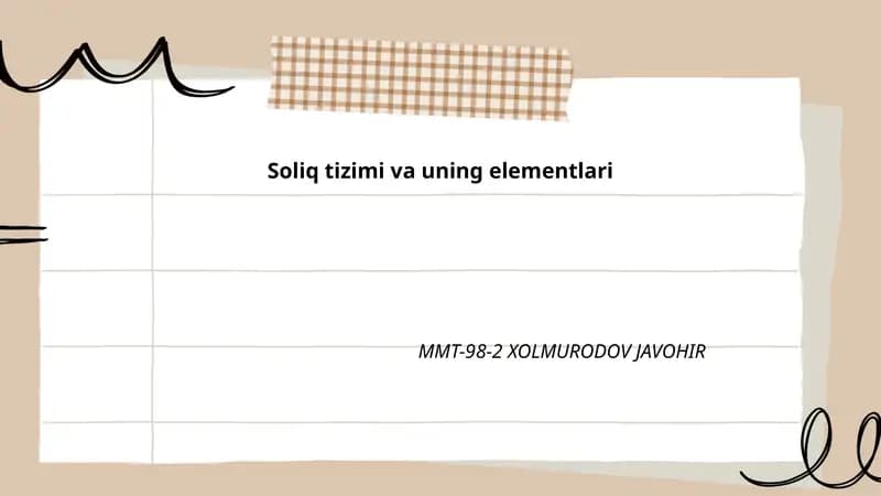 Soliq tizimi va uning elementlari