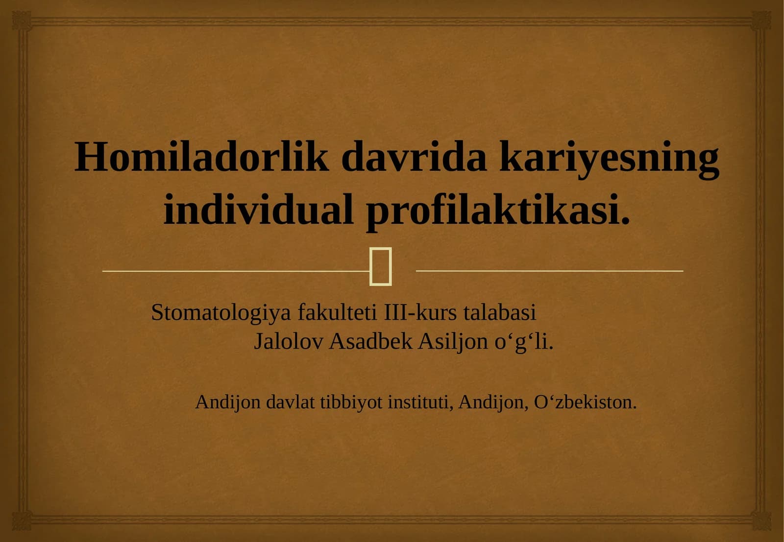 Homiladorlik davrida kariyesning individual profilaktikasi.