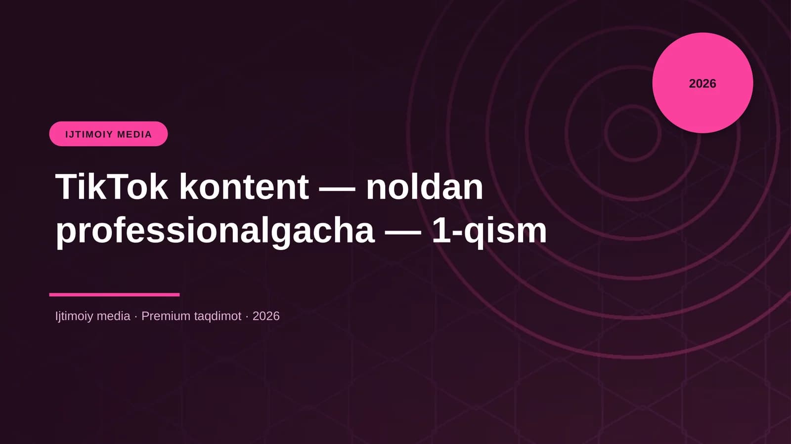 TikTok kontent — noldan professionalgacha — 1-qism