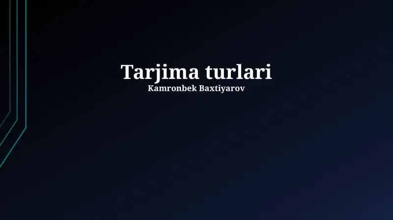 Tarjima Turlari