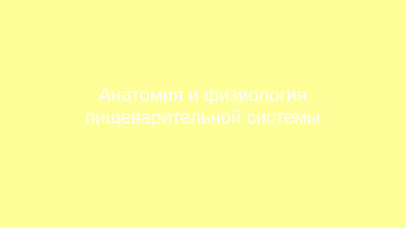 Анатомия и физиология пищеварительной системы