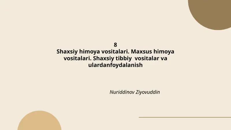 Shaxsiy Himoya Vositalari
