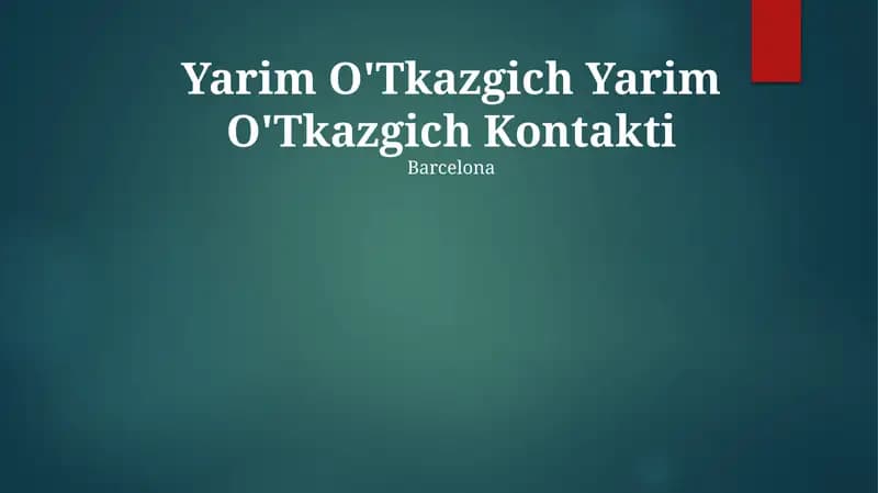 Yarim O'Tkazgich Yarim O'Tkazgich Kontakti
