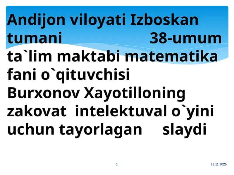 Matematika fanini o'qitish