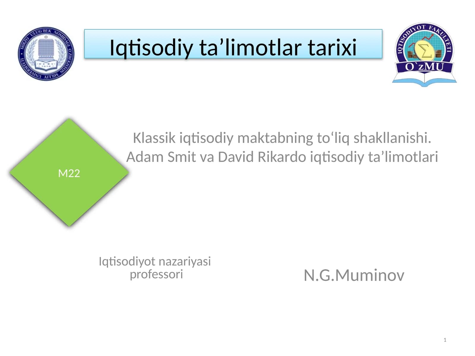 Klassik iqtisodiy maktabning to‘liq shakllanishi