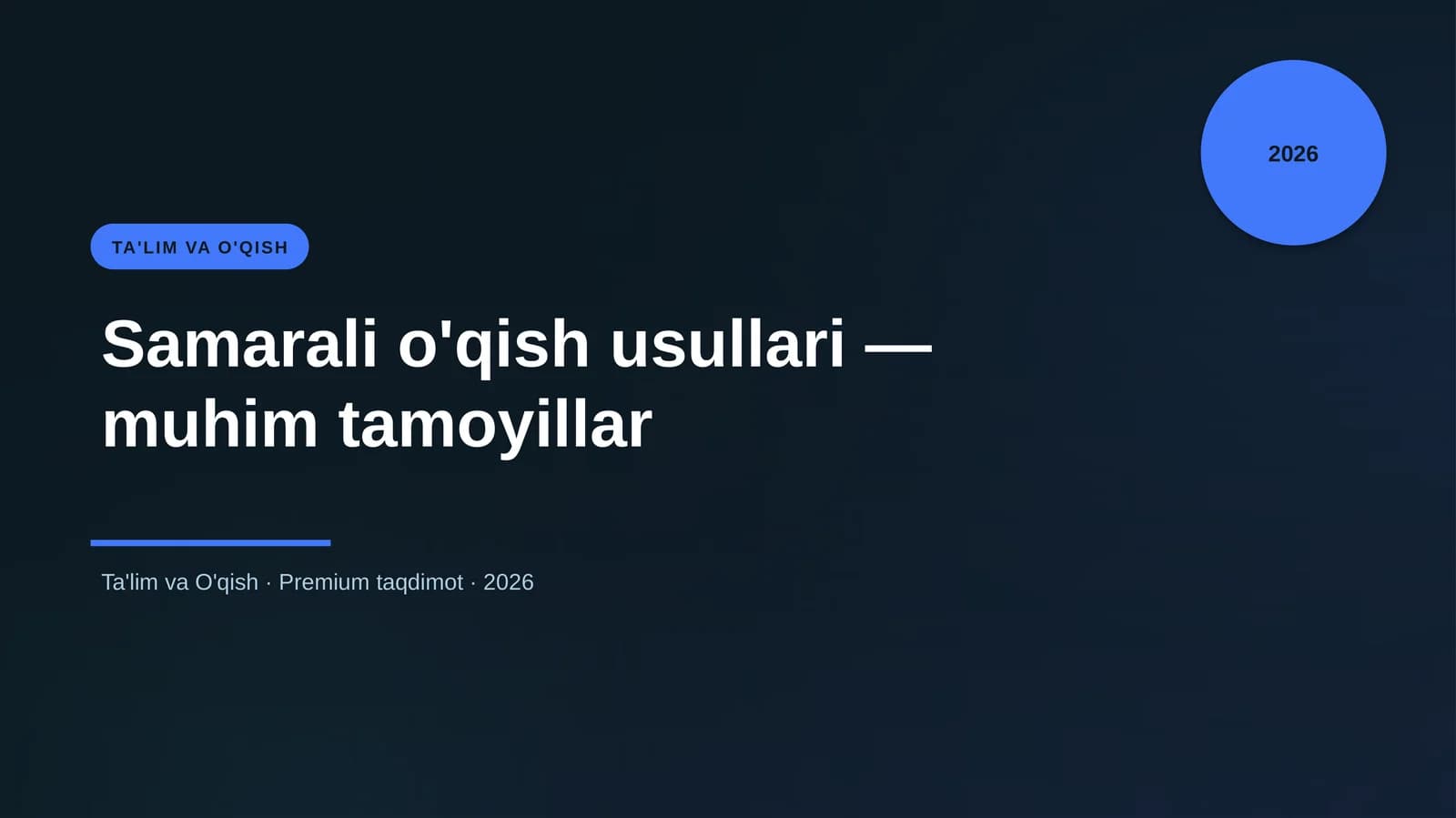 Samarali o'qish usullari — muhim tamoyillar
