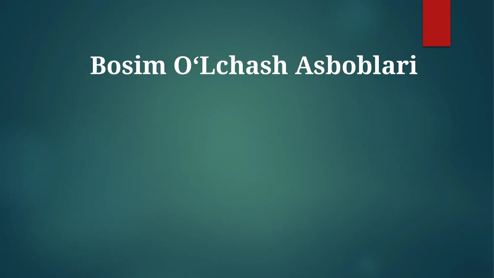 Bosim O'lchash Asboblari