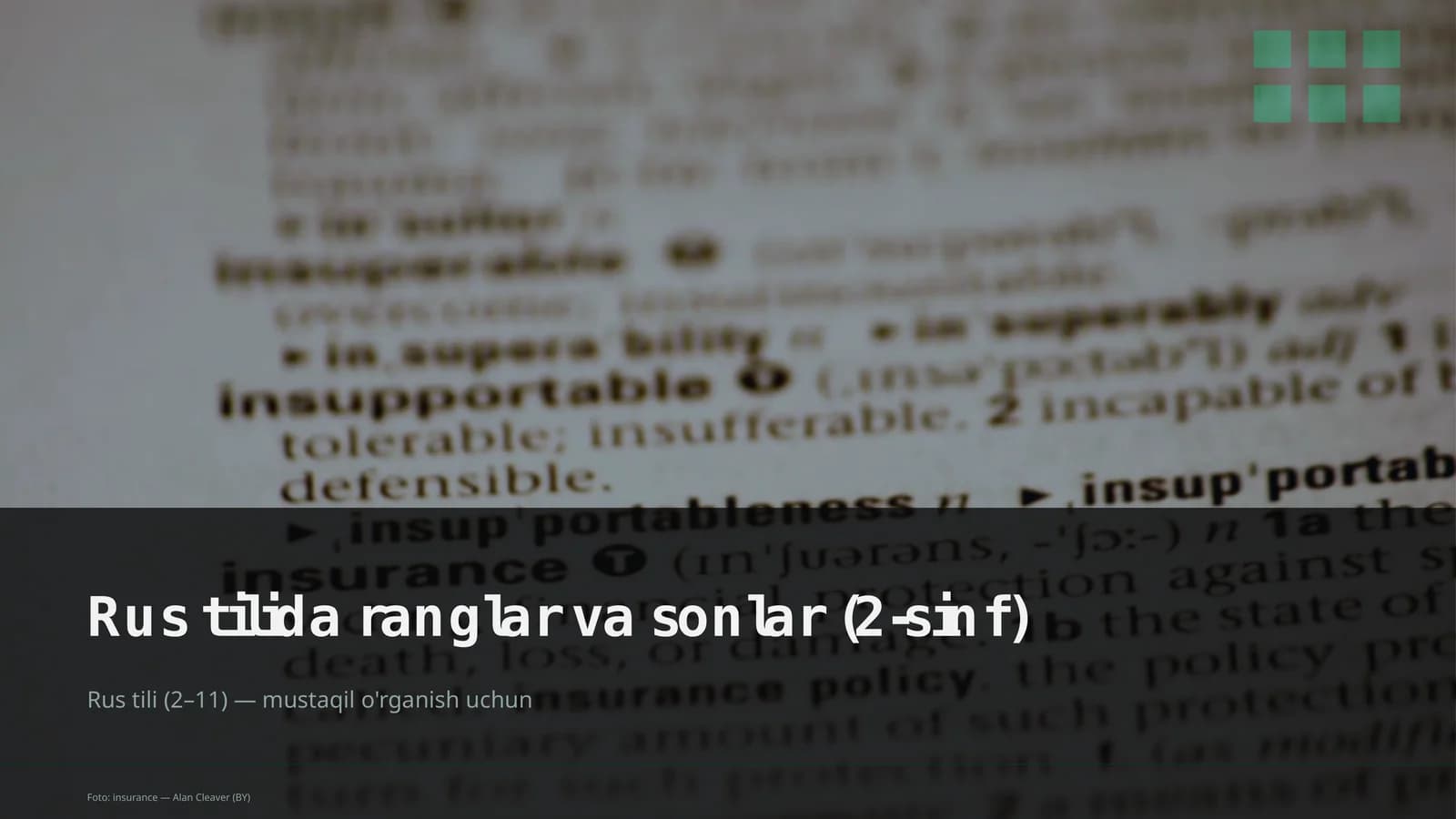 Rus tilida ranglar va sonlar (2-sinf)