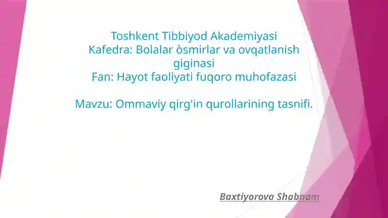TIBBIY MUASSASALARNI KO’CHIRISH