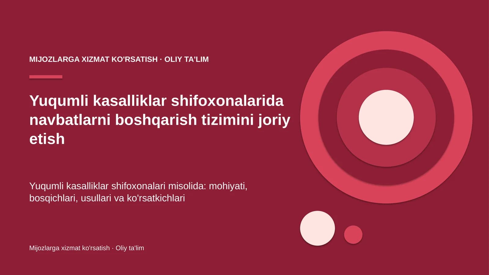 Yuqumli kasalliklar shifoxonalarida navbatlarni boshqarish tizimini joriy etish