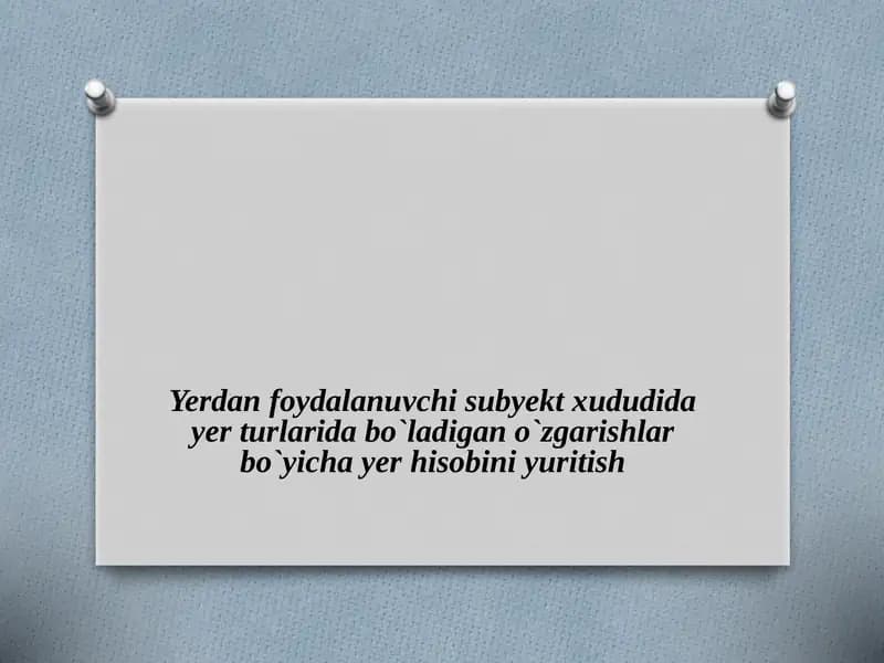 Yer turlari o'zgarishini hisobga olish
