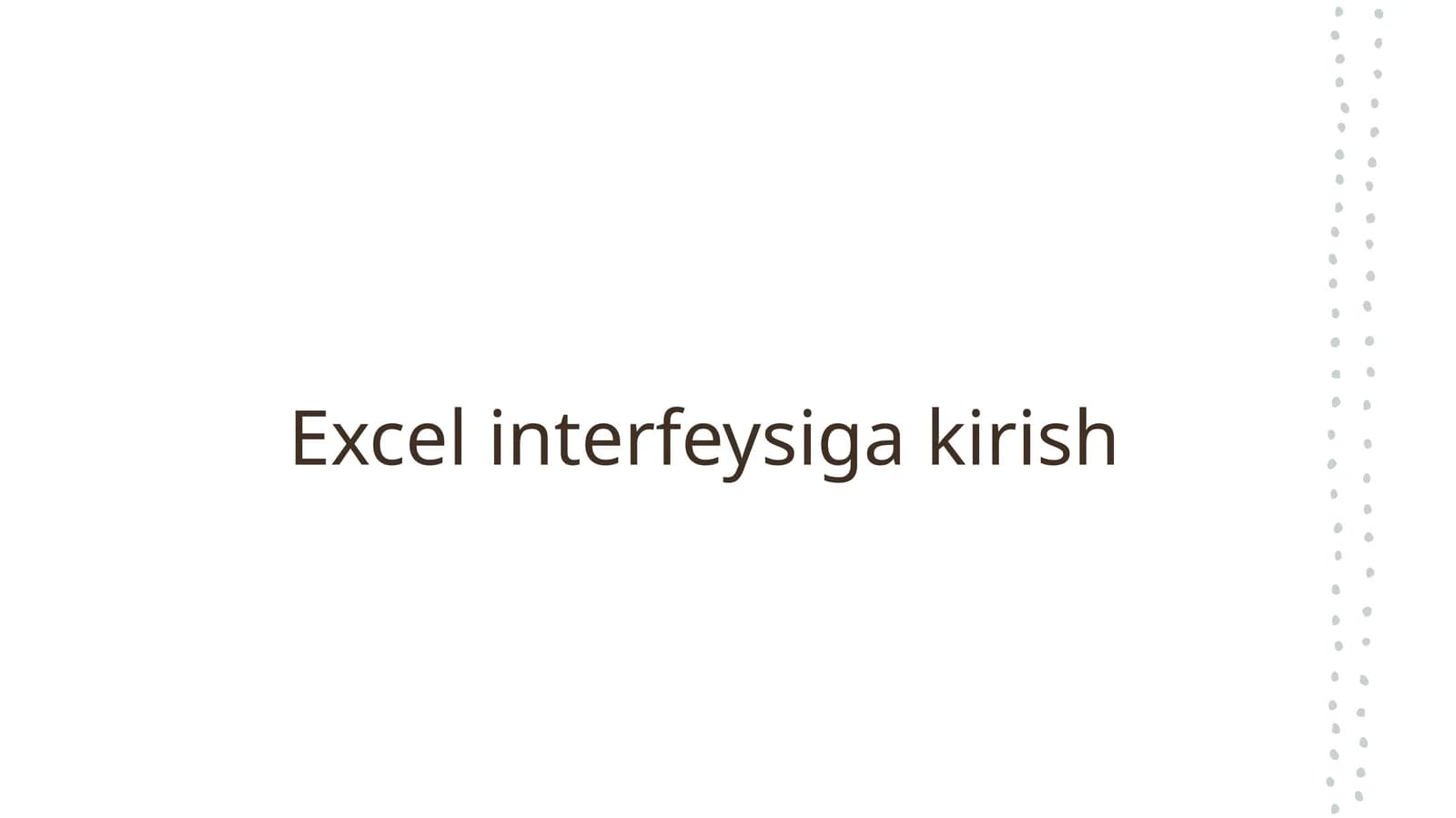 Excel interfeysiga kirish