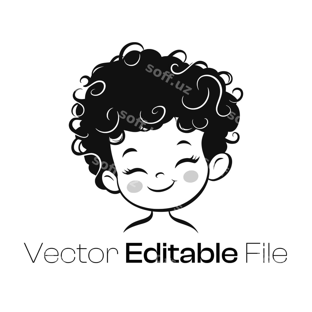 Qısqa qartarqalı bolalarning kulgani illustratsiyasi | Smiling boy with curly hair illustration