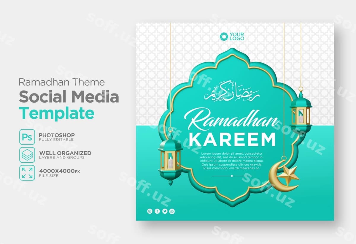 Sotsial media 3d Ramazon shabloni | Social media 3d ramadhan template