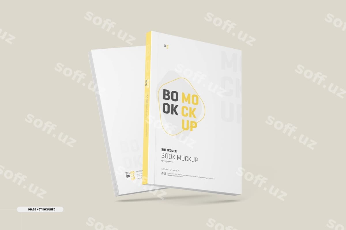 Yumshoq muqova kitob muqovasi namunasi | Softcover book cover mockup