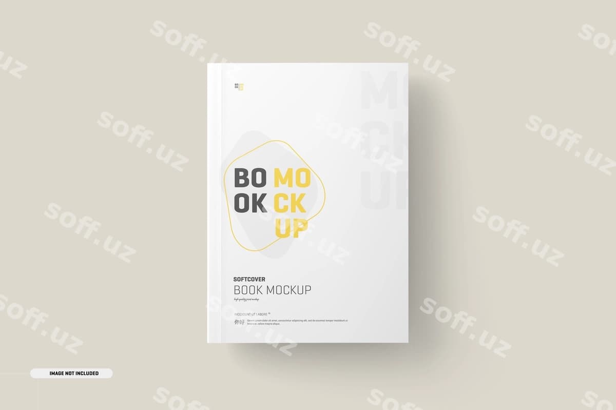 Yumshoq muqova kitob muqovasi namunasi | Softcover book cover mockup