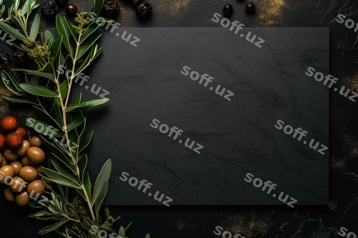 Noaniy menyu dizayni qora namuna | Sophisticated menu design black mockup