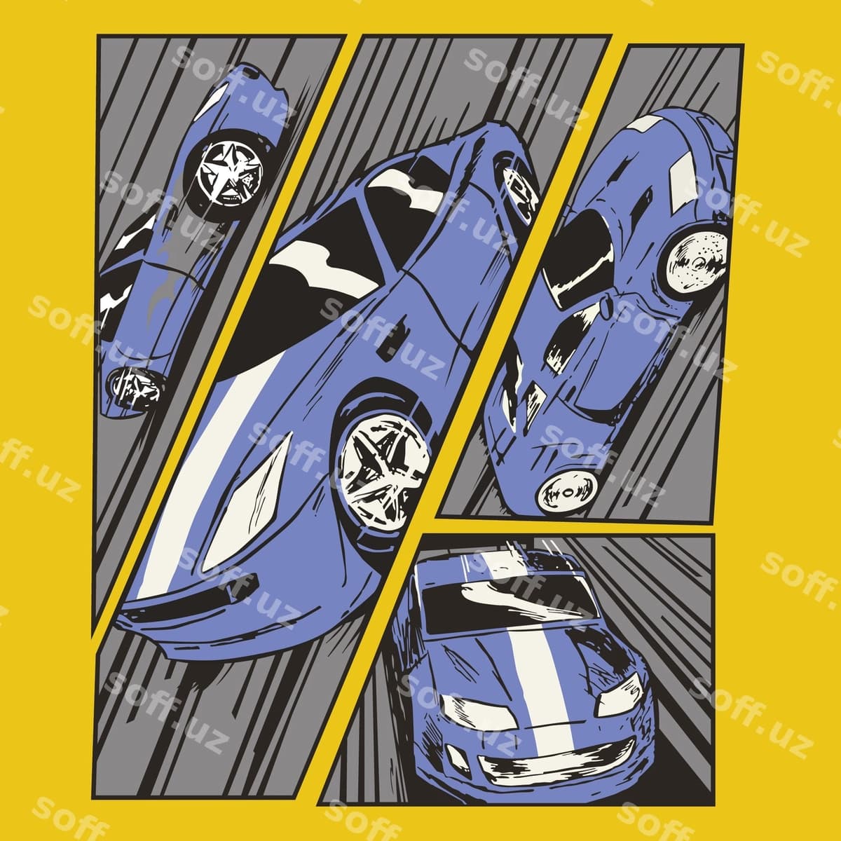Sport avtomobili gonasi grafik rasm futbolkasi | Sports car race graphic image tshirt