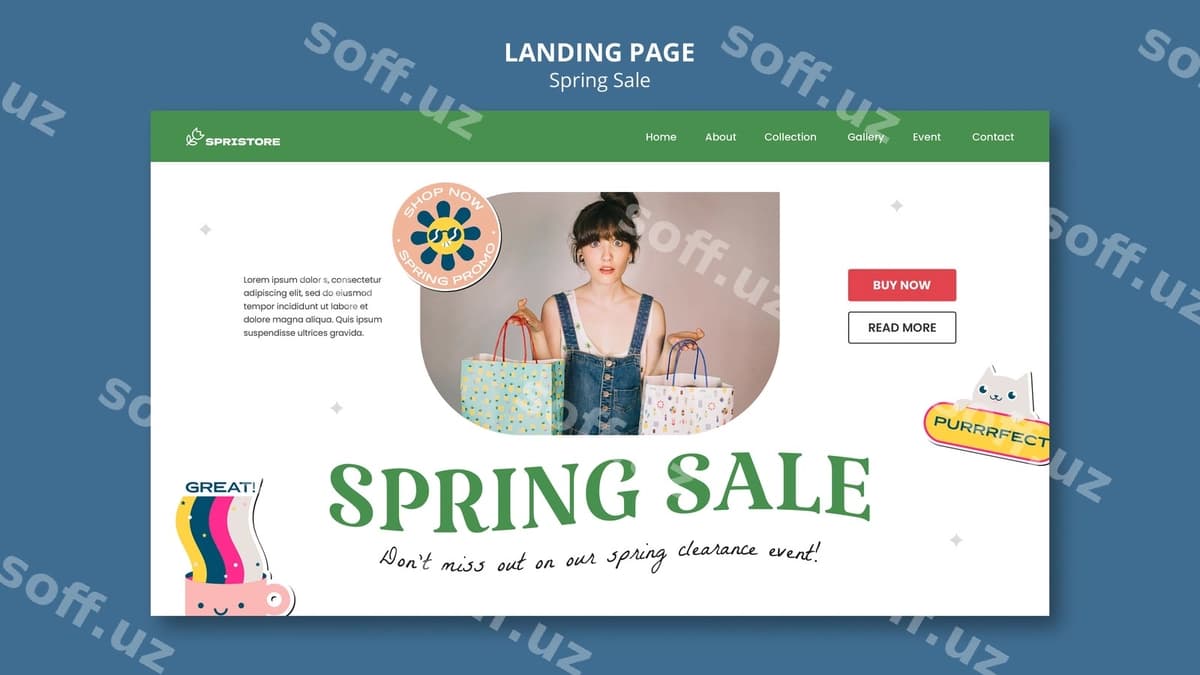 Bahor sotuvi uchun landin sahifa shabloni | Spring sale landing page template