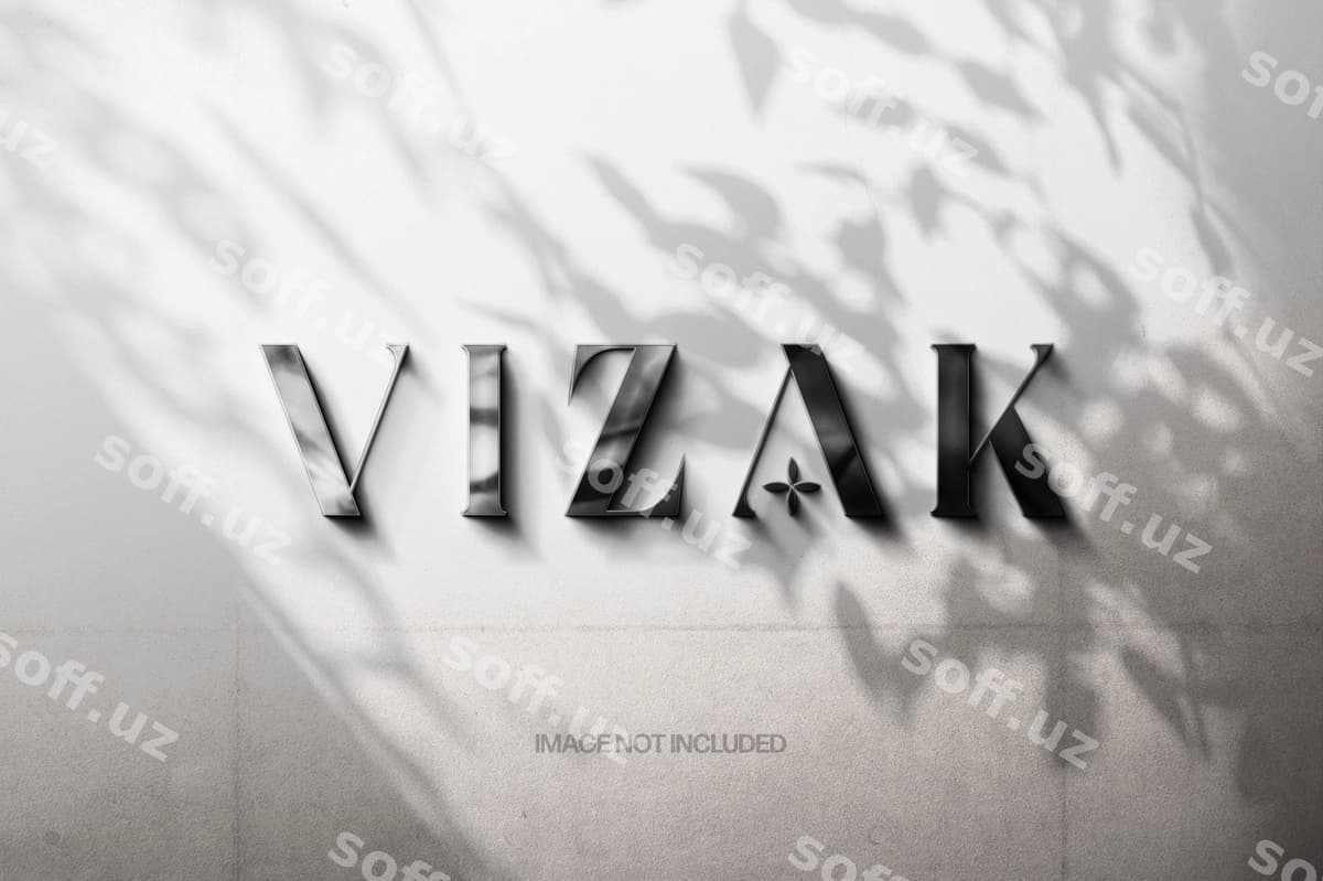 Temir metalik belgi namunasi | Steel metallic sign mockup