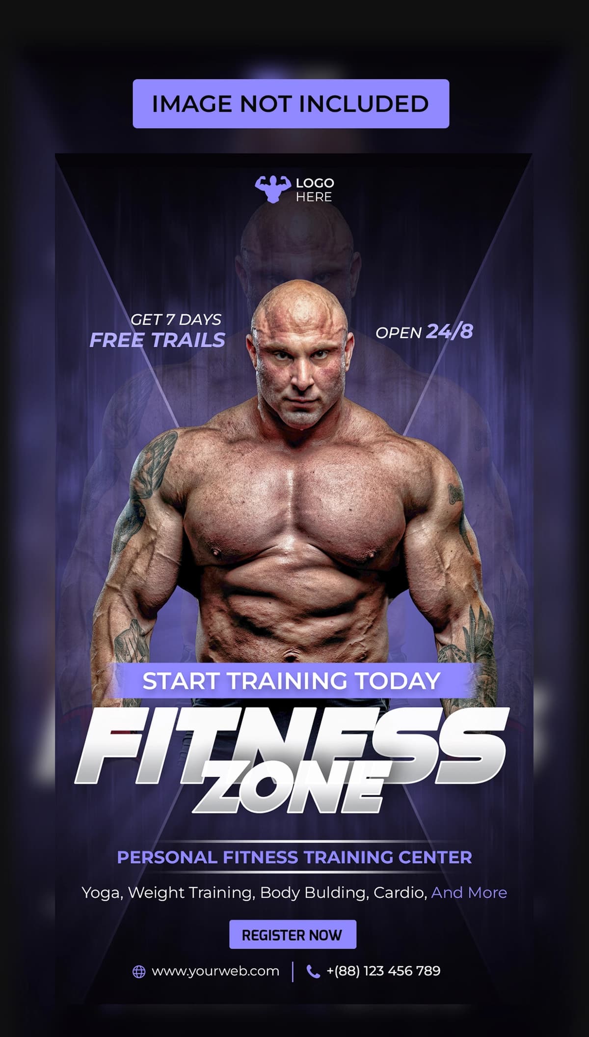Fitness mashqlari zonasi varaqasi instagram hikoyasi shabloni | Fitness workout zone flyer instagram story template