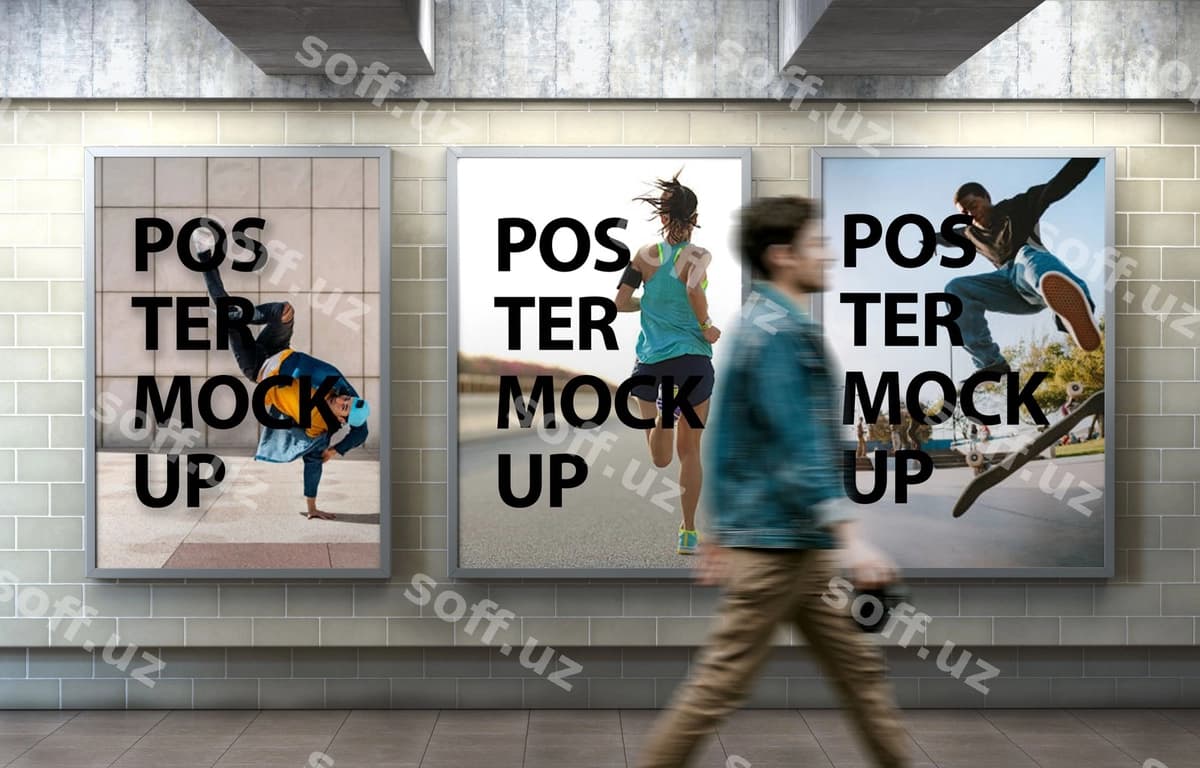 Metro afišasi mockup | Subway poster mockup