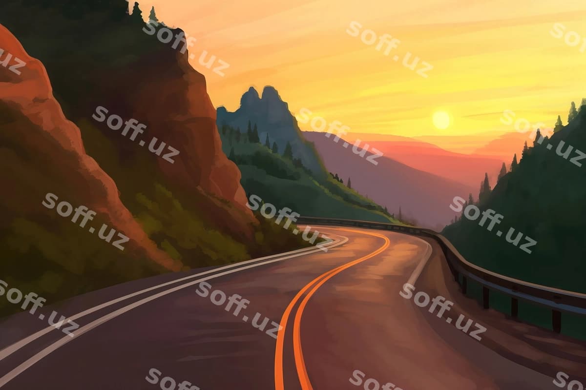 Quyosh botishi yo'l dag'lar | Sunset road mountains