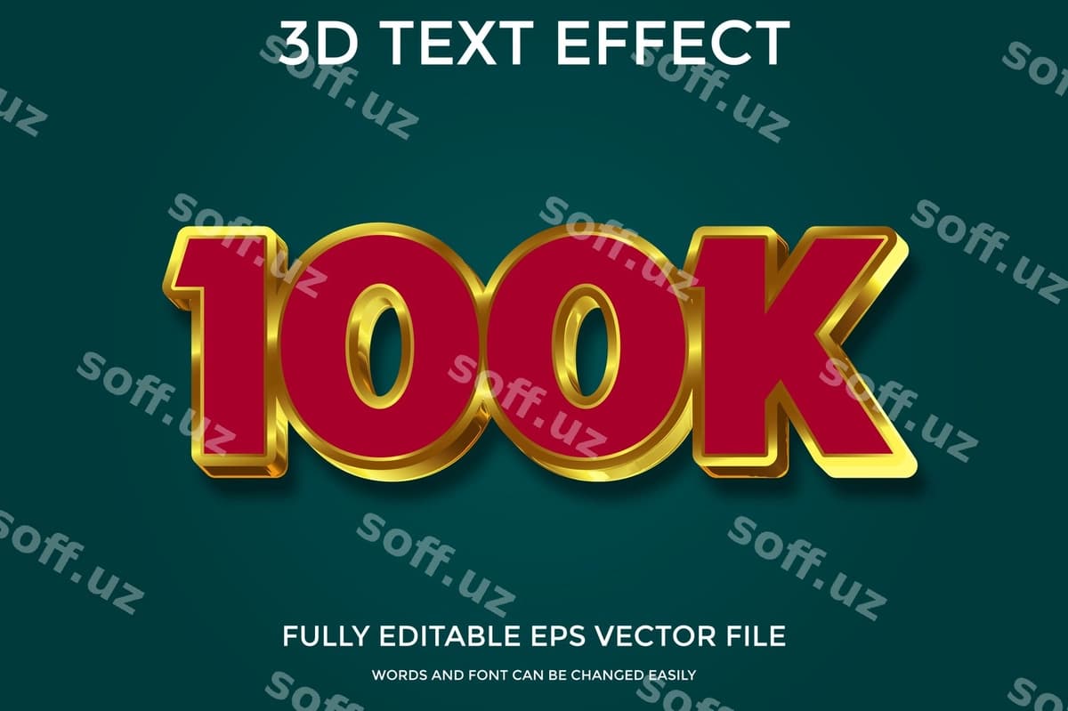 Shablon o f100k kuzatuvchi 3D matn effekti | Template o f100k follower 3d text effect