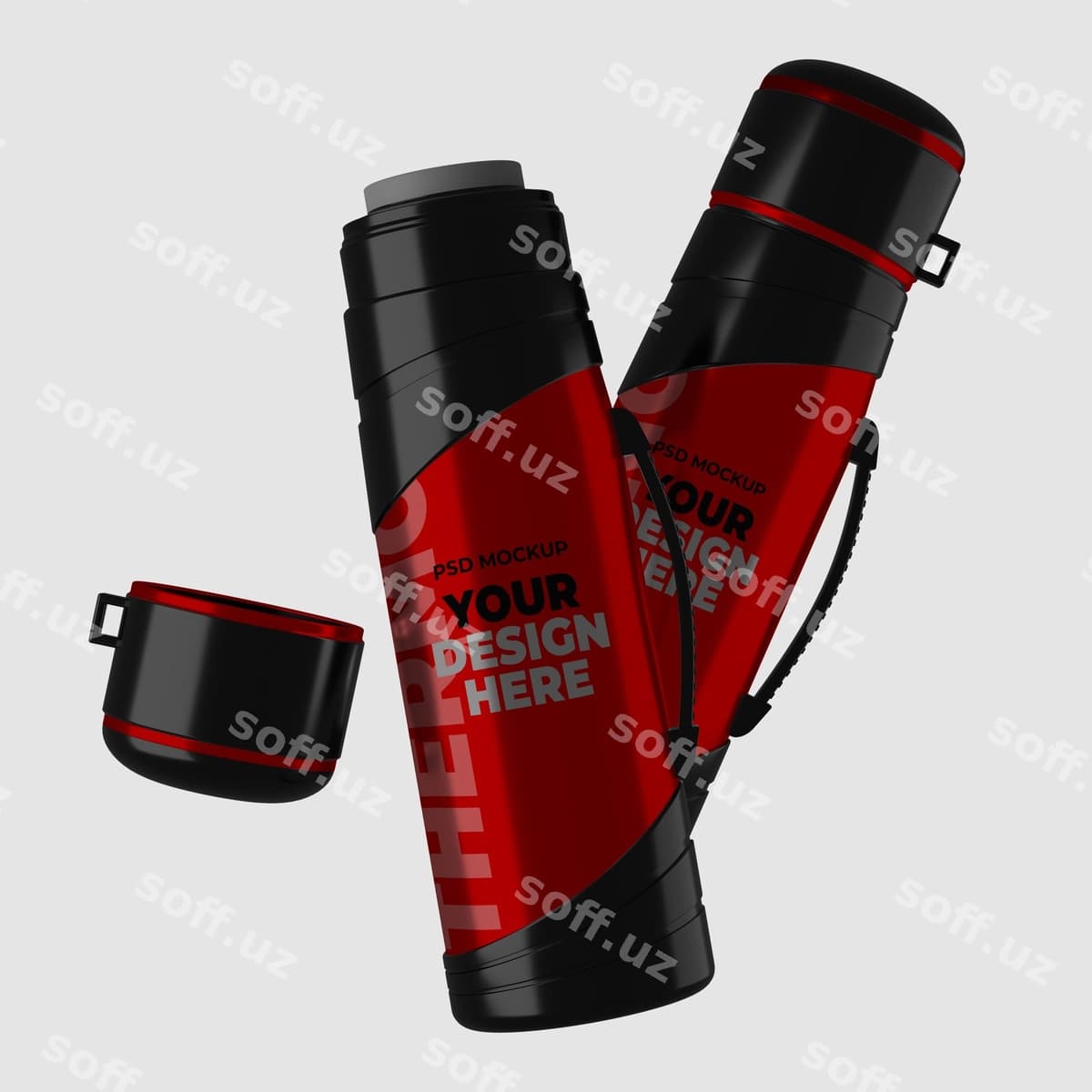 Termos mockup fly qadoq bilan | Thermos mockup fly with cap