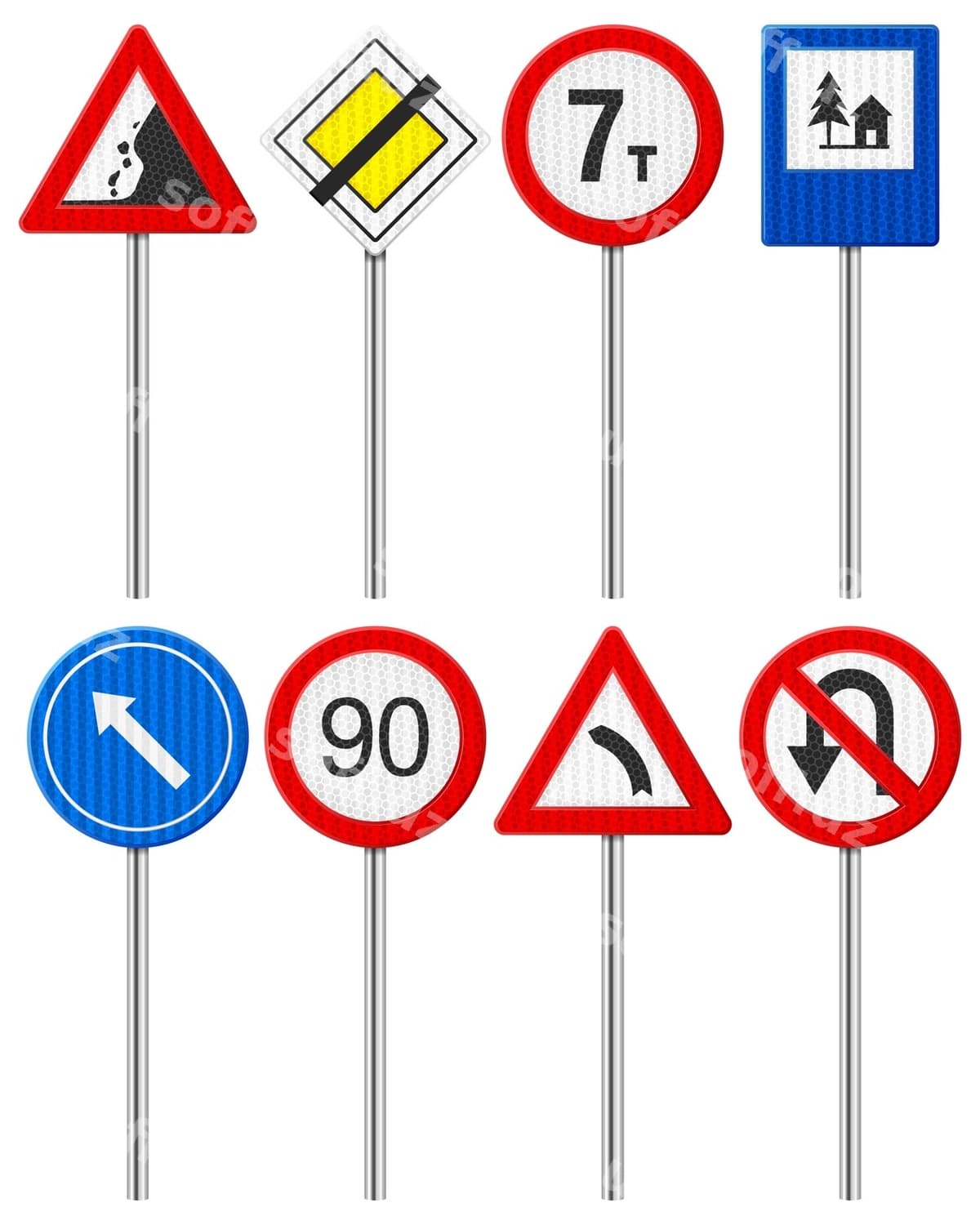 Yo'l trafik belgasi komplekti | Traffic road sign set