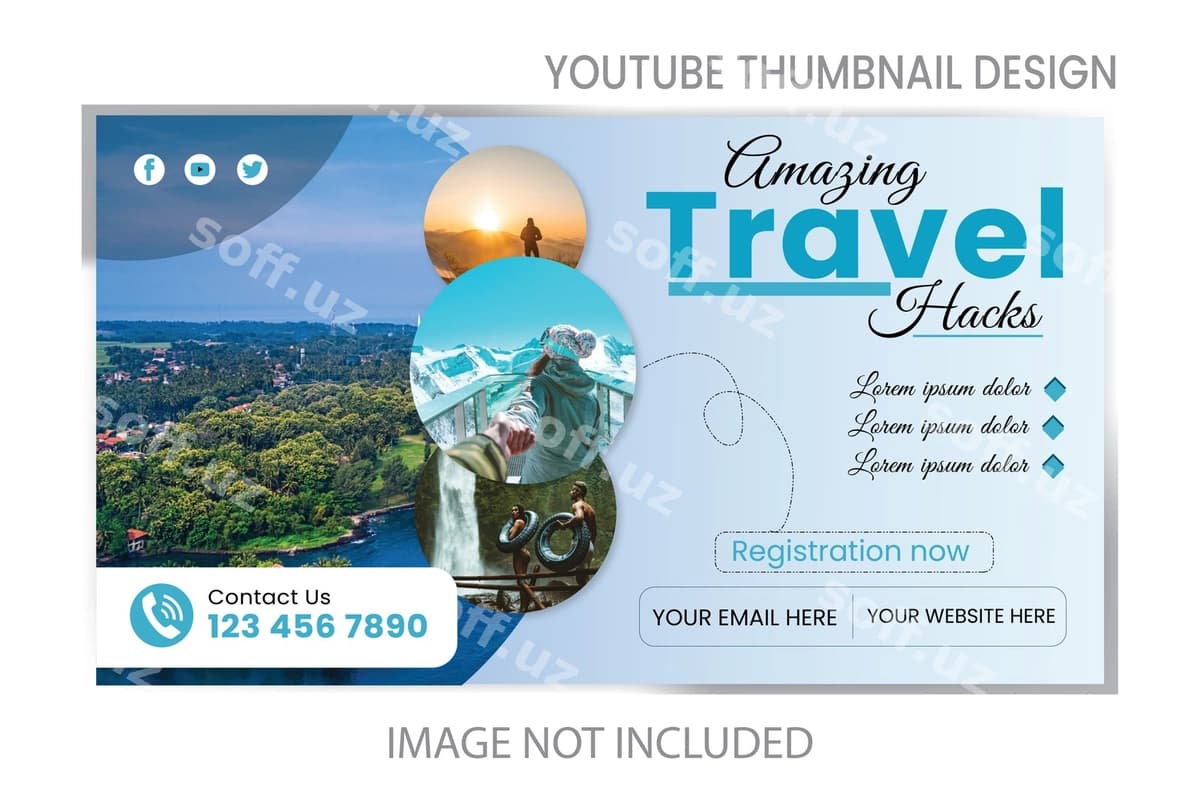 Sayohat youtube minyatür shabloni | Travel youtube thumbnail template