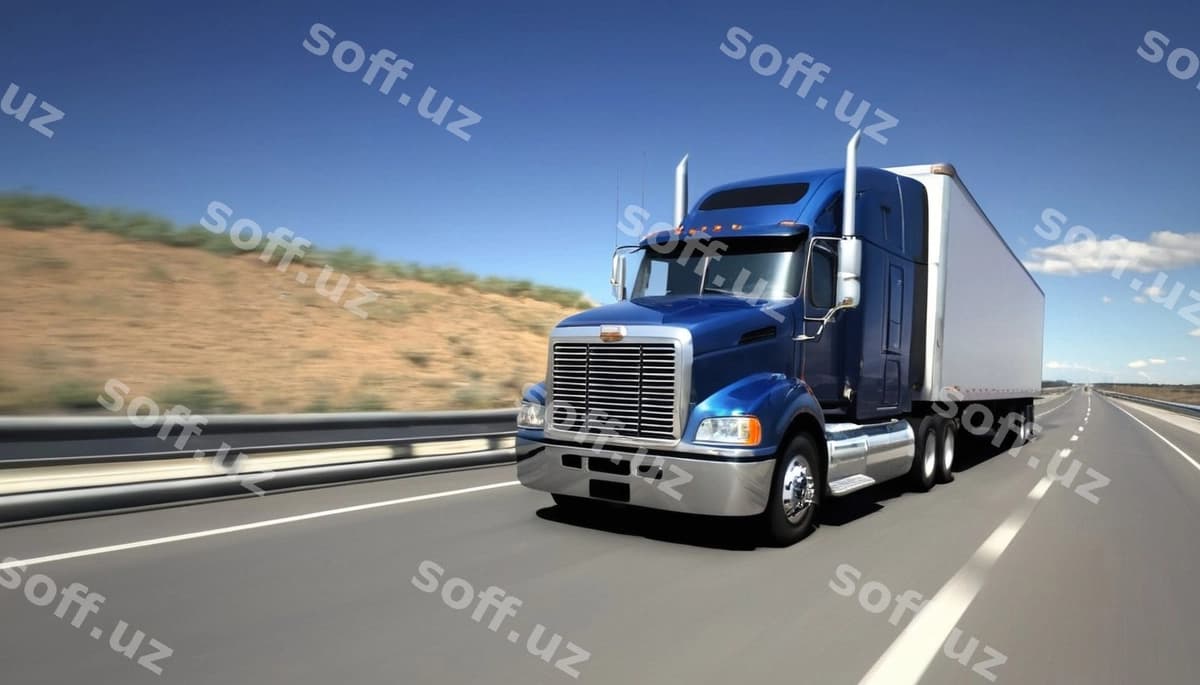 Yuk mashinasi magistral yo'lga tezlik bilan ketmoqda. | Truck road truck speeding away highway
