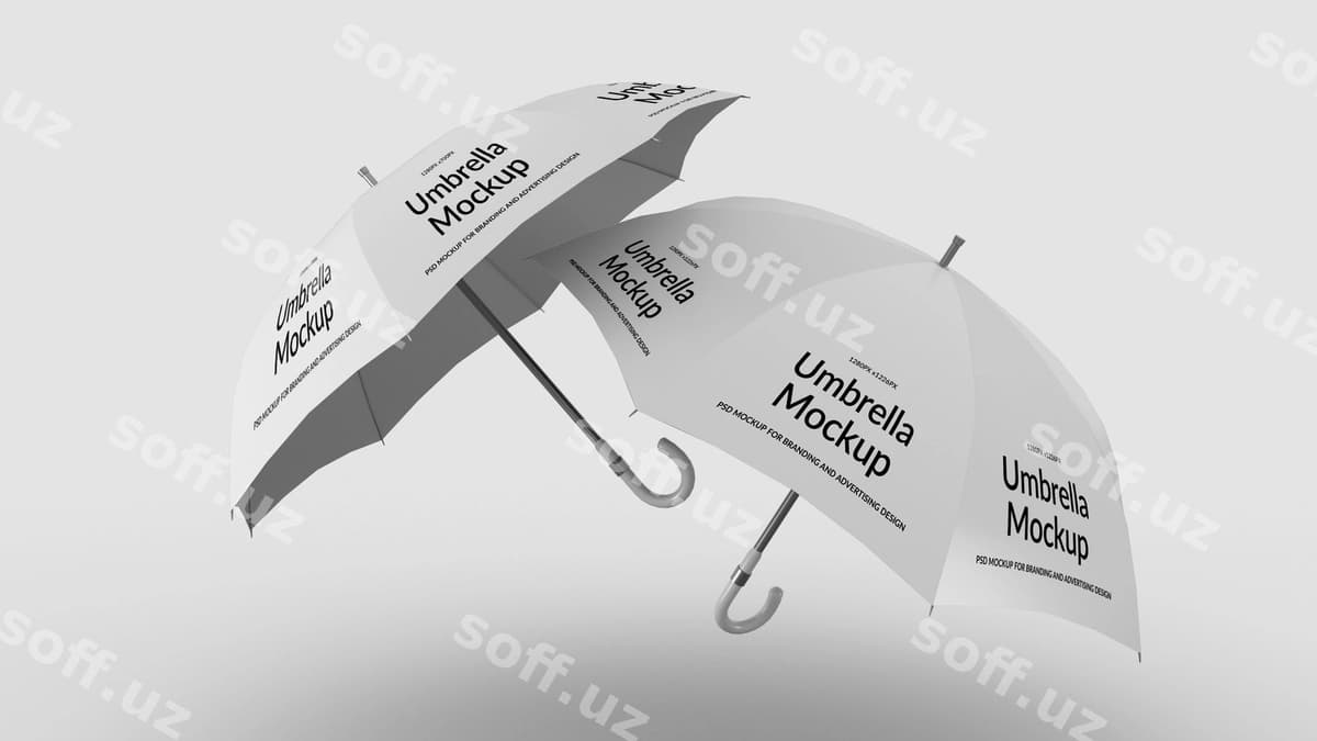 Ikki ochiq sochlar namunasi | Two open umbrella mockup