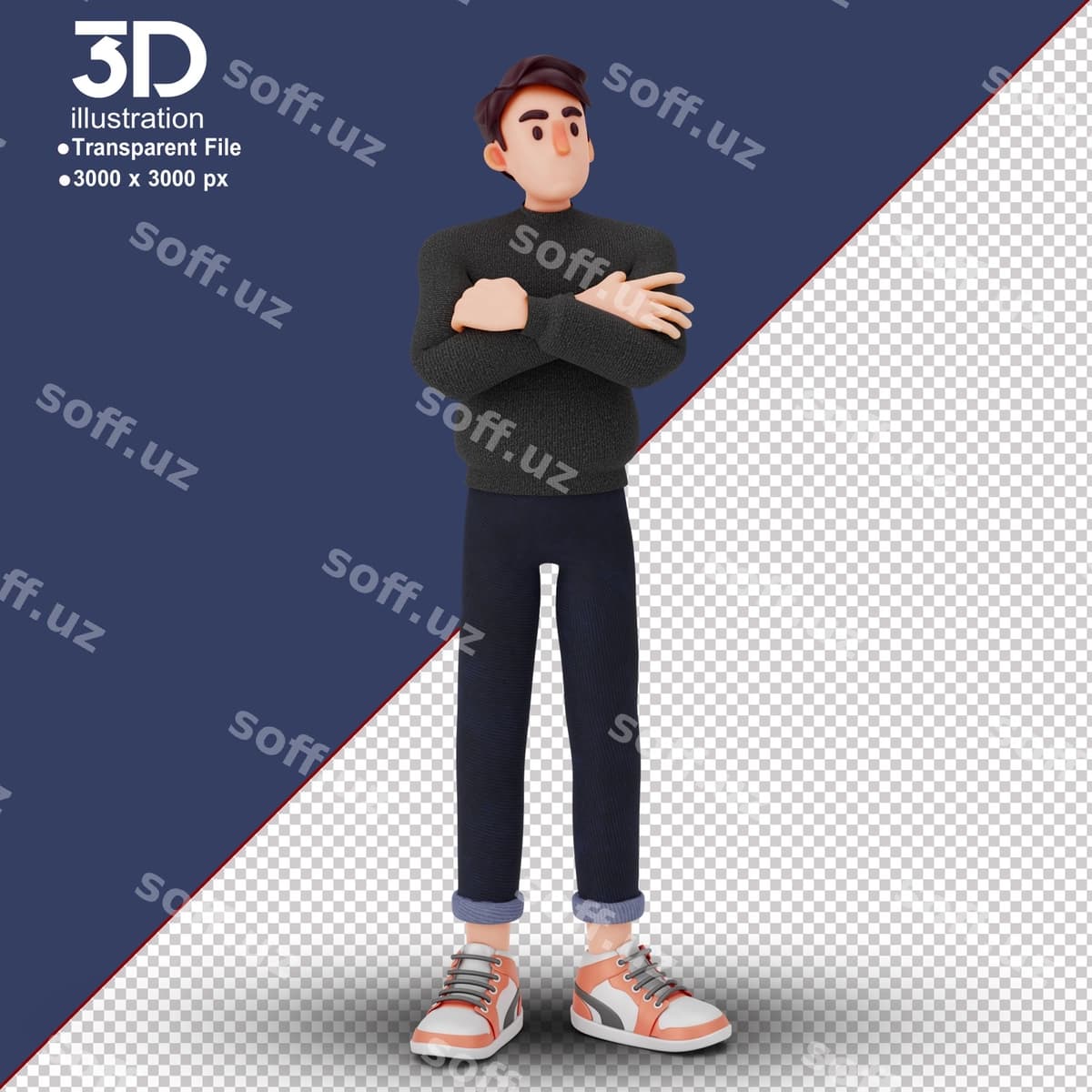 Yagona erkak 3D shaxs 3D illustratsiyalar | Unique male 3d character 3d illustrations