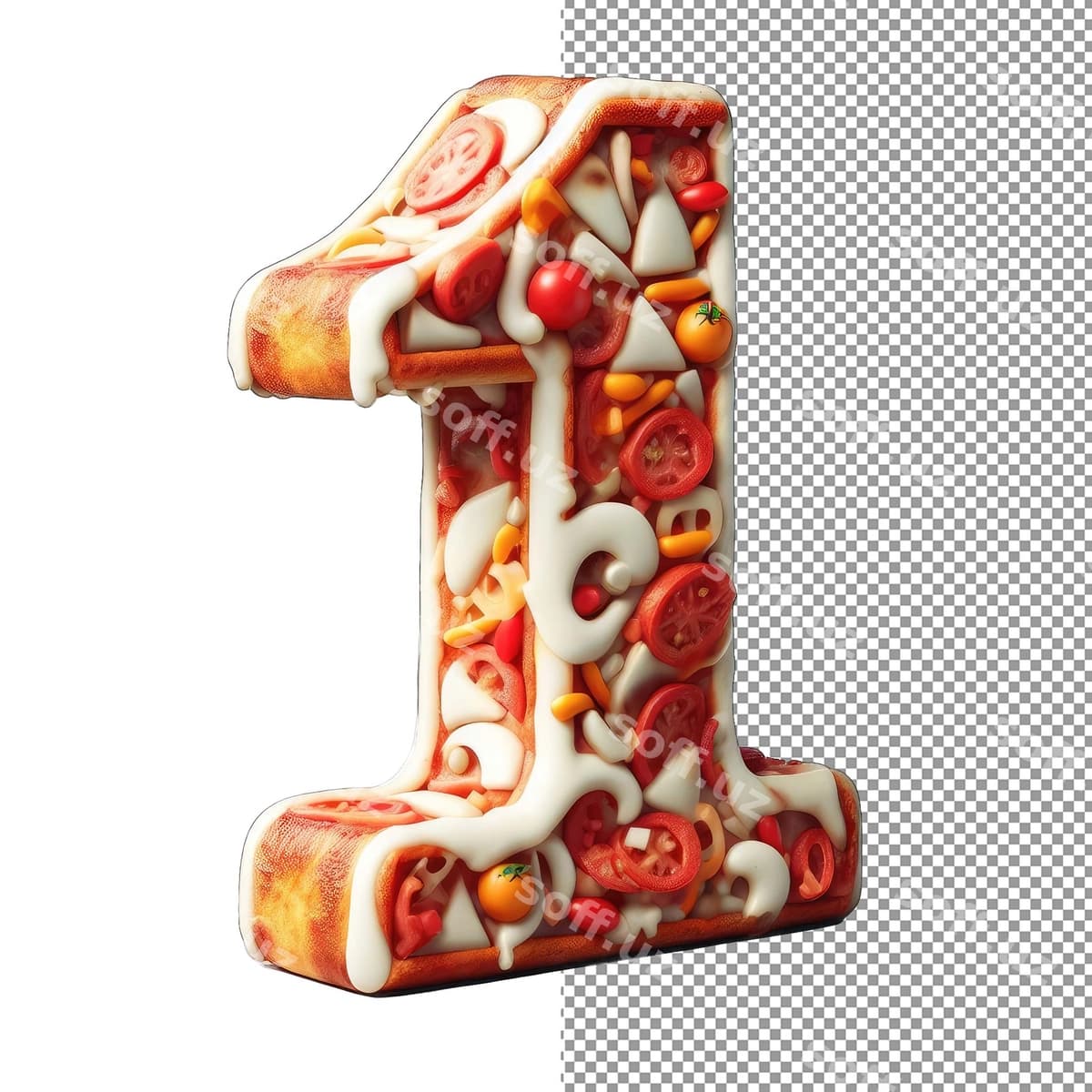 Noyob pizza uslubidagi raqamli png | Unique pizza styled numeral png