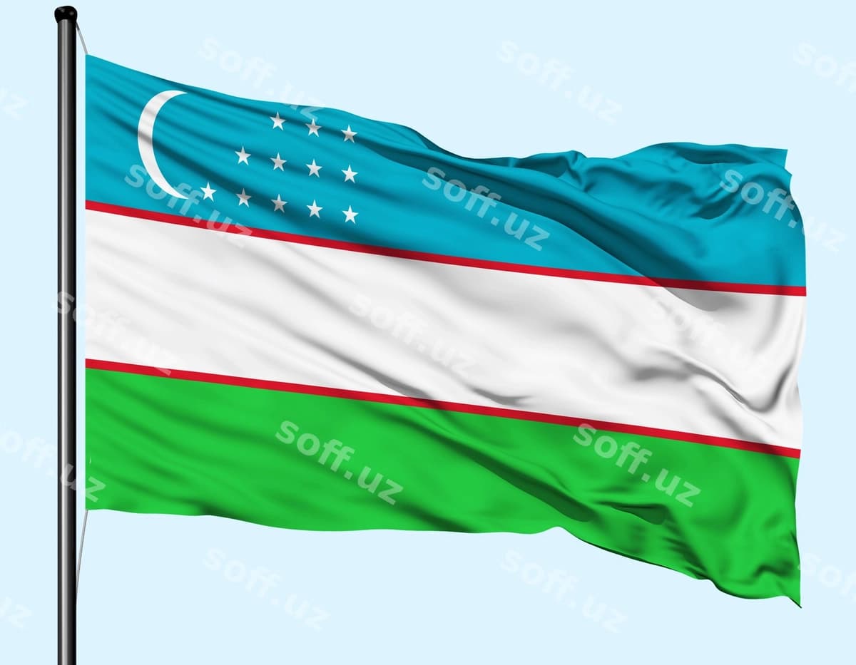 O‘zbekiston bayrog‘i ustun bilan hilpirayapti | Uzbekistan flag wind waving with pole