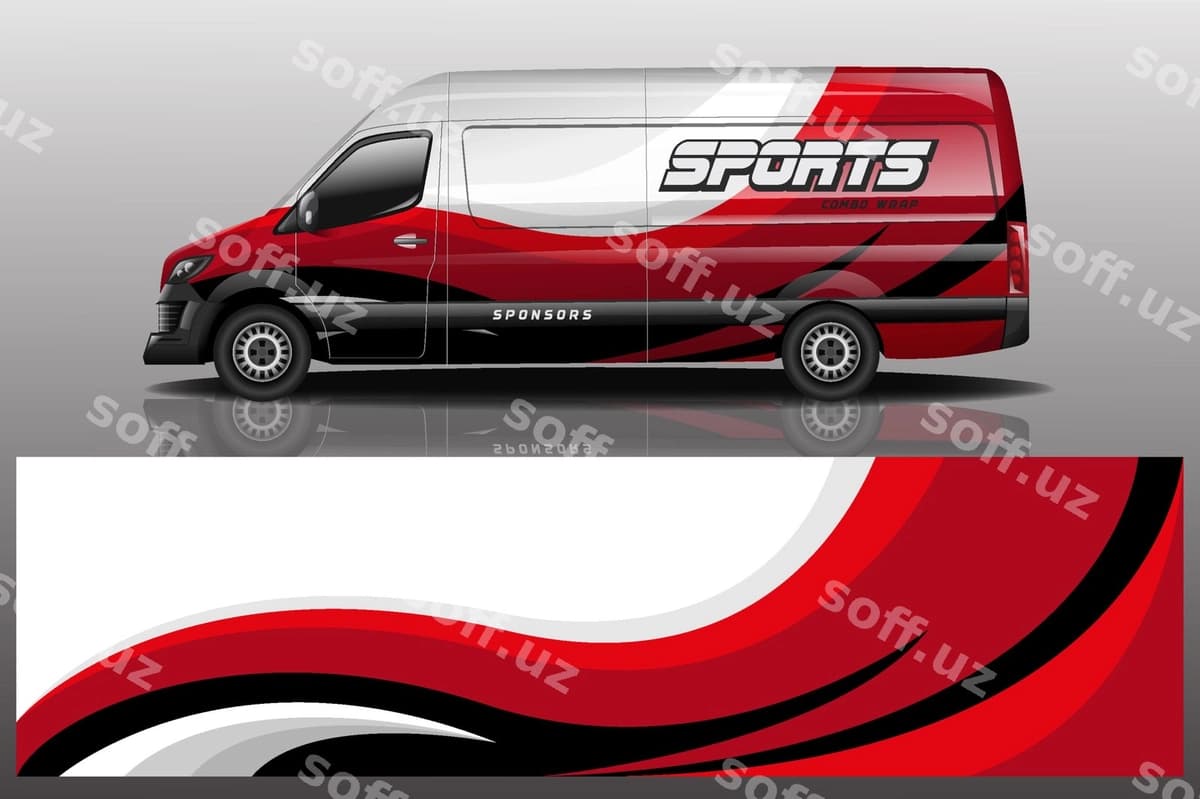 Mikroavtobus uchun stikerli o'ram illyustratsiyasi | Van car decal wrap illustration