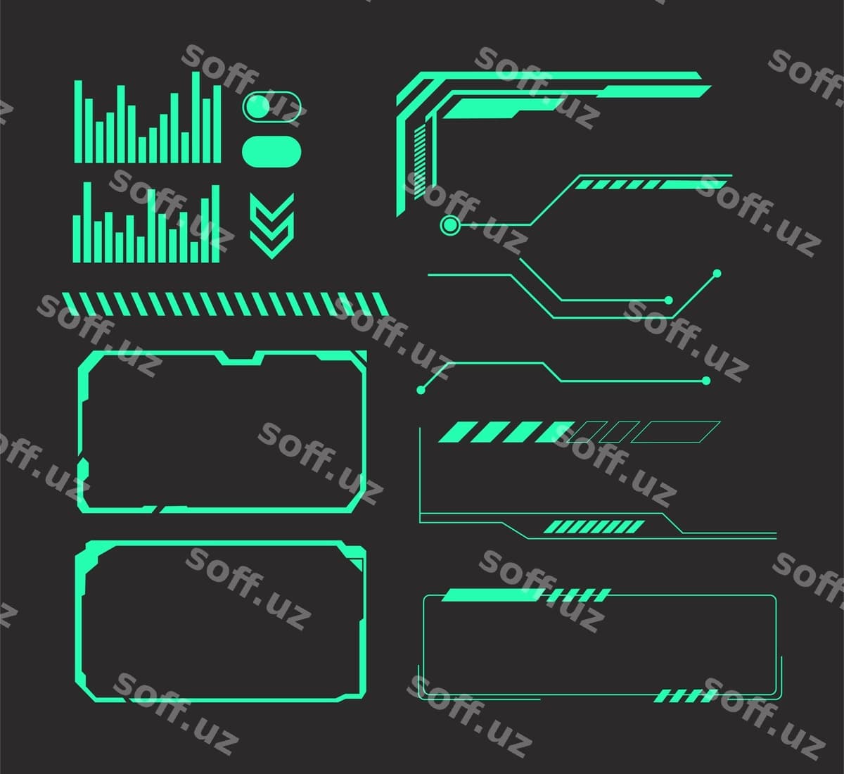 Vektor sayberpunk kelajakchi elementlar | Vector cyberpunk futuristic elements