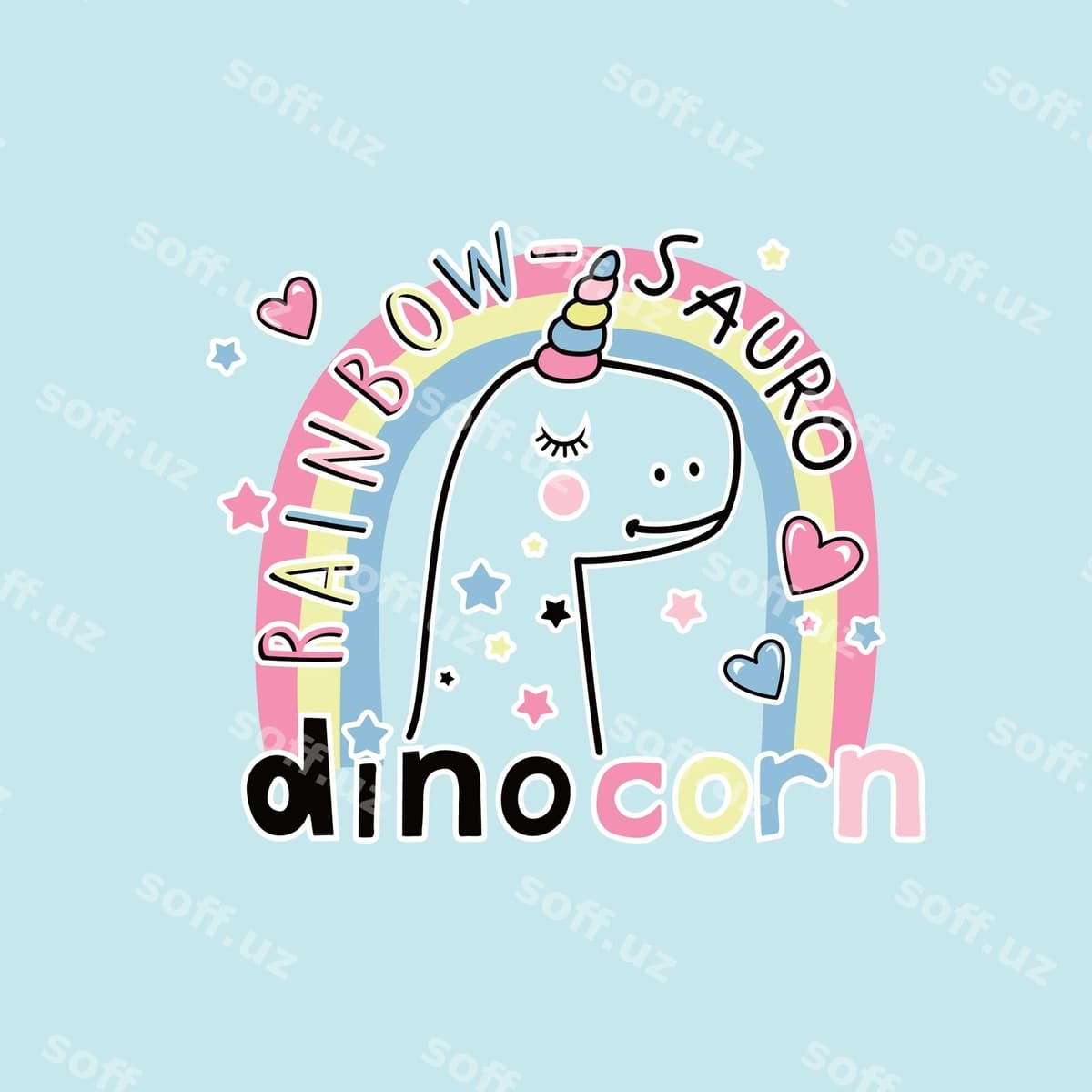 Vektor illustratsiyasi chiroyli dino yelkanot | Vector illustration cute dino unicorn
