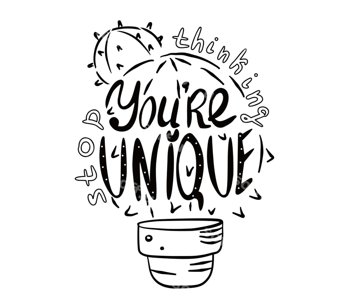 Vektor yozuvlari siz noyob ekansiz matni bilan | Vector lettering with text you are unique