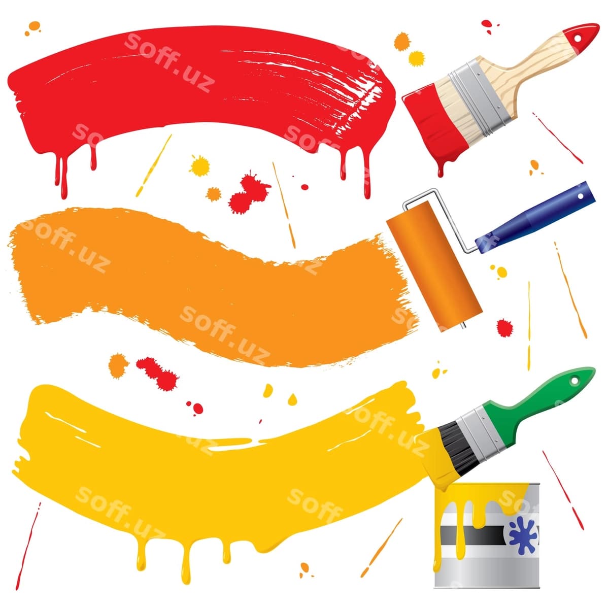 Vektor bo'yilgan banerlar bo'yash aksessuarlari | Vector painted banners paint accessories