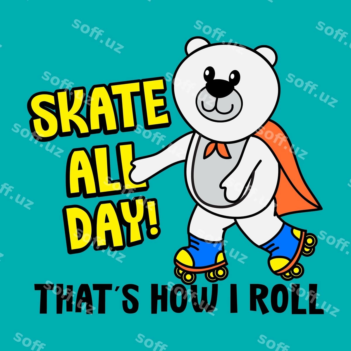 Vektor skayt butun kun ayiq heyvon qahramon | Vector skate alla day bear animal hero