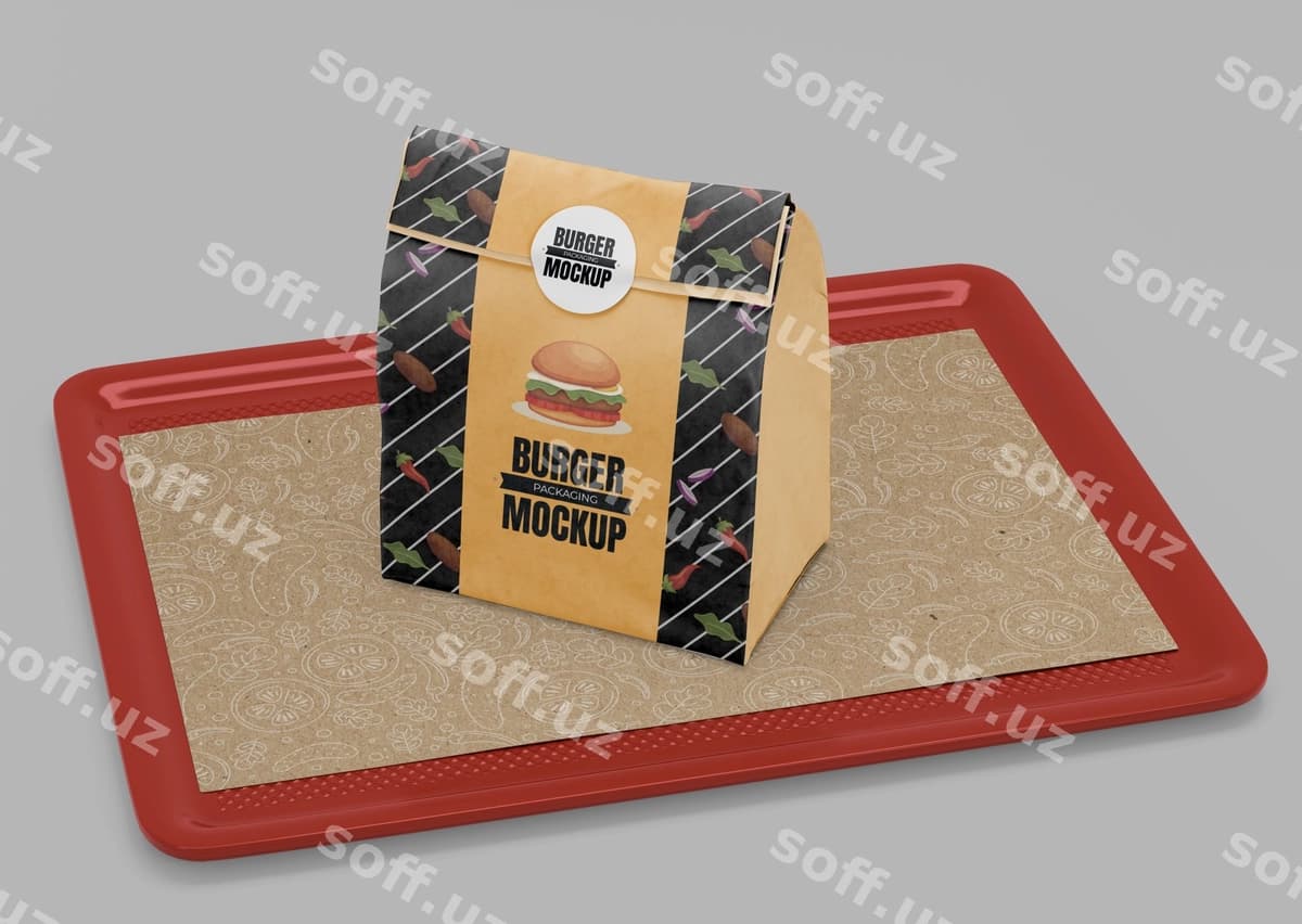 Tezkor ovqatlar uchun qadoqlashning namuna dizaynini ko'rish | View fast food packaging mock up design