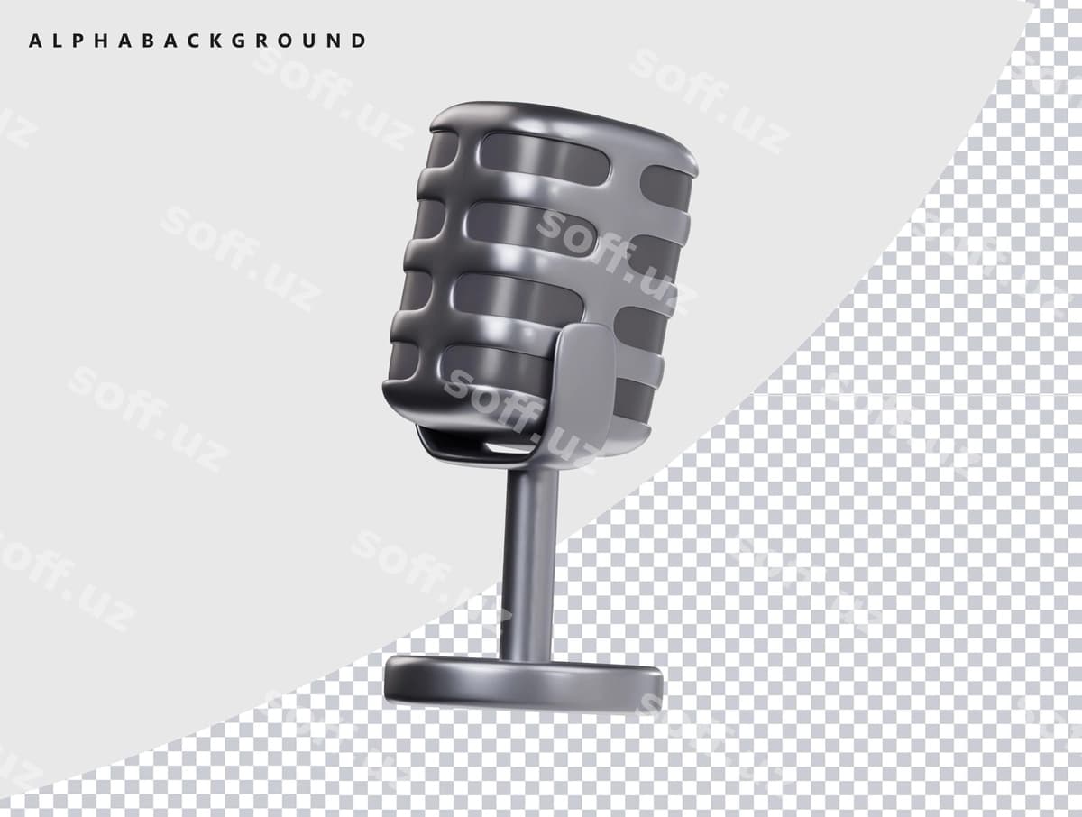 Vintage kumush mikrofon 3d render | Vintage silver microphone 3d render