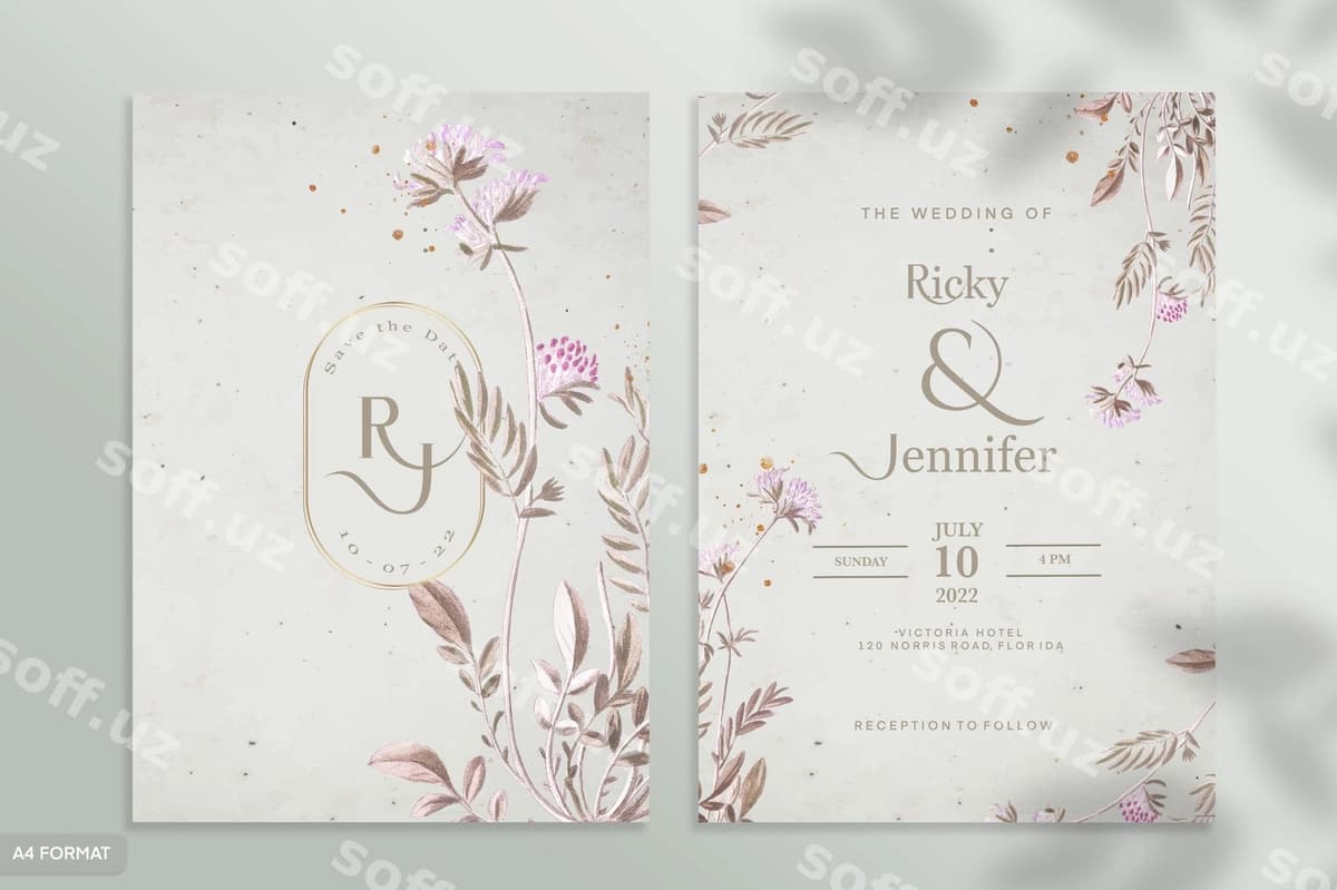 Vintage turmа taklifnomasi shabloni | Vintage wedding invitation template