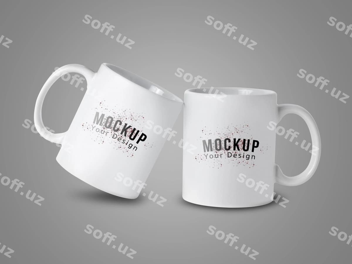 Oq choy qoshiq mockup sizning dizayningiz | White mug cup mockup your design